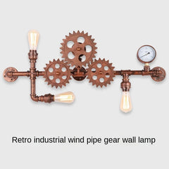 HEIKESZ LOFT Industrial Gear Pipe Wall Lamp Guest Restaurant Cafe Leisure Bar Counter American Retro Shop Decorative Light LED Light for Bedroom Night Aesthetic Room Lamp