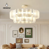 HEIKESZ Japanese wabi wind living room dining room chandelier French cream wind light luxury bedroom simple 2024 new Zhongshan lamp light fixtures for celling light