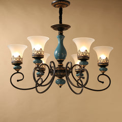 HEIKESZ Ceramic living room chandelier dining room light bedroom study light simple European lighting luxury atmosphere American retro lamp light fixtures for celling light