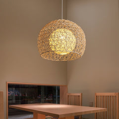 HEIKEZ Japanese branch chandelier, simple and creative personality, rattan countryside, simple bedroom, living room, balcony, dining room, circular ball lamp, ceiling lighting fixture