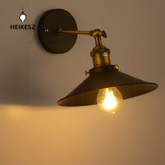 HEIKESZ American Retro Industrial Wind Wall Lamp Creative Lampshade Wall Lamp Restaurant Coffee Shop Aisle Light Adjustable Angle Wall Lamp LED Light for Bedroom Night Aesthetic Room Lamp