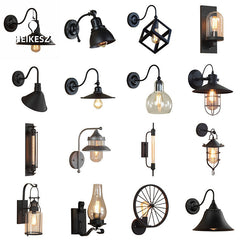 HEIKESZ American Retro Industrial Style Decoration Wall Lamp Bar Restaurant and Cafe Internet Coffee Corridor Aisle Balcony Iron Craft Wall Lamp