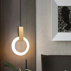 HEIKESZ Nordic bedside small chandelier light luxury simple modern personality creative bar counter bedroom background wall Led ring chandelier lamp light fixtures for celling light