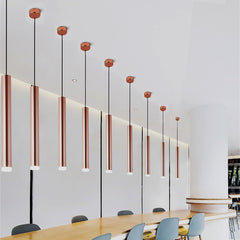 HEIKESZ Long Round Straight Column Suspension Wire Spotlight Minimalist Nordic Designer Chandelier for Dining Room Bar Bedroom