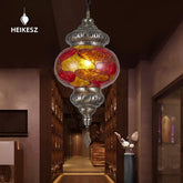 HEIKESZ Bohemian single head chandelier wrought iron atmosphere enamel color chandelier hotel restaurantChandelier, restaurant light, living room light