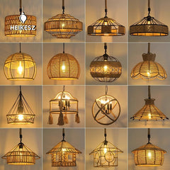HEIKESZ Vintage Rope Ceiling Light Industrial Iron Pendant Lamp for Restaurant Bar Clothing BBQ Shop Retro Decor Commercial Lighting