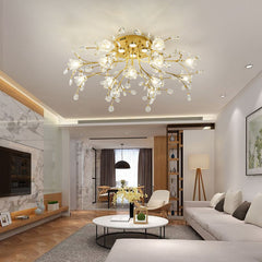 HEIKESZ European Style Ceiling Light Luxury Crystal LED Chandelier Modern Round Living Room Bedroom Lighting Fixture