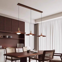 HEIKESZ Chinese antique restaurant chandelier retro flying saucer light bar counter Japanese wabi-sabi walnut color sleeping tea room dining table three-head lamp light fixtures for celling light