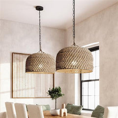 HEIKESZ Japanese Wabi Style Pendant Light Rattan Weaving Retro Hotel Bedroom Lamp Handmade Zen Tea Room Ceiling Lighting