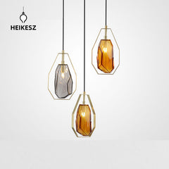 HEIKESZ Nordic restaurant chandelier bedroom bedside modern simple glass designer bar desk study brown soot chandelier lamp light fixtures for celling light