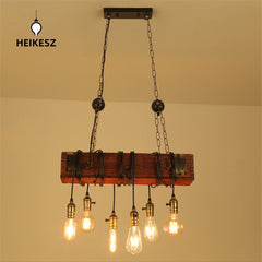 HEIKESZ American Retro Ceiling Light Exclusive for Cross-Border E26 American Standard Living Room Dining Room Bedroom Bar Creative Wood Multi-Head Chandelier LED Light for Bedroom Night Aesthetic Room Lamp