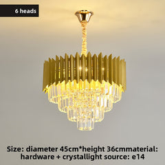 Modern Nordic Crystal Ceiling Light Luxury Round Chandelier for Living Room Bedroom Dining Hall Villa Simple Elegant Atmosphere