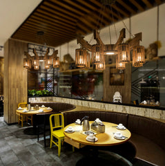 HEIKESZ Loft industrial wind chandelier American retro restaurant B & B bar bar creative personality barbecue shop wood lamps