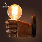 HEIKESZ Vintage Industrial Resin Fist Wall Light Left Right Hand Sconce for Bar Cafe Retro Decor