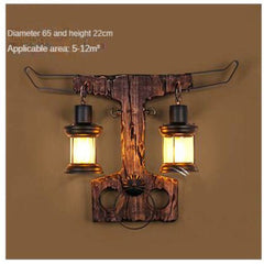 HEIKESZ American Retro Balsa Boat Wood Wall Lamp Dining Room Coffee Shop Light Loft Industrial Style Creative Bar Aisle Nostalgic Lamp LED Light for Bedroom Night Aesthetic Room Lamp
