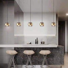 HEIKESZ Luxury Glass Bedside LED Chandelier Nordic Creative Small Droplight for Bedroom Living Room Coffee Shop Lighting