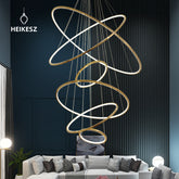 HEIKESZ Cross Border Stainless Steel LED Chandelier for Villa Duplex Living Room Dining Room Decoration Modern Ceiling Light