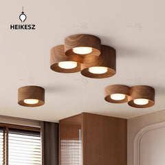 HEIKESZ Vintage Surface Mounted Ceiling Light Japanese Wabi **** Style Dual Head Track Light for Corridor Living Room Balcony Hallway No Main Light