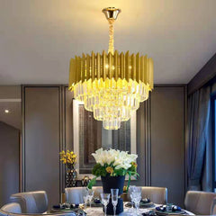 Modern Nordic Crystal Ceiling Light Luxury Round Chandelier for Living Room Bedroom Dining Hall Villa Simple Elegant Atmosphere