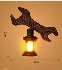 HEIKESZ Vintage Industrial Wall Light American Retro Style Wooden Sconce for Bar Cafe Bedroom Corridor Unique Ship Wood Design