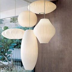 HEIKESZ New Chinese Style Silk Fabric Lantern Chandelier for Living Room Dining Room Clothing Bar Tea Art Bar Round Lamps