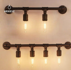HEIKESZ Retro Industrial Iron Bedside Wall Lamp American Country Wall Water Pipe Lamp Hotel Creative Wall Lamp american style retro outdoor indoor retro bedroom lamp american-style Industrial wind