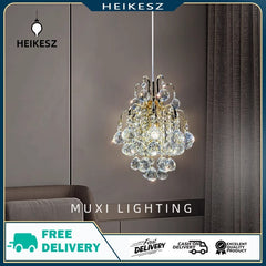 HEIKESZ French light luxury crystal small chandelier fruitful modern simplicity high sense porch aisle bedroom bedside lamp light fixtures for celling light
