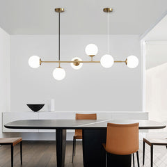 HEIKESZ Modern Minimalist Iron 6-Head Ceiling Lamp for Restaurant Bar Living Room LED Lighting Hanging Chandelier