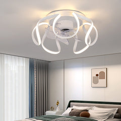 HIKESZ 360° Shaking Head Fan Lamp Nordic Ceiling Fan Light for Restaurant Kids Room Bedroom Household Modern Cooling Fan Light