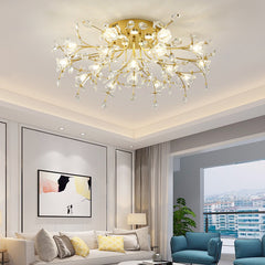 HEIKESZ European Style Ceiling Light Luxury Crystal LED Chandelier Modern Round Living Room Bedroom Lighting Fixture