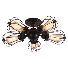 HEIKESZ LOFT Industrial Style Iron Ceiling Light Guest Restaurant Retro Iron Net Pot Cover Bar Counter Balcony Aisle American Creative Light LED Light for Bedroom Night Aesthetic Room Lamp
