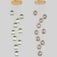 HEIKESZ Nordic Creative Staircase Chandelier Modern Ceiling Light for Living Room Dining Room Villa Duplex Rotating Staircase Long Pendant Light