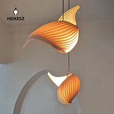 HAIKESZ Japanese Style Loft Staircase Pendant Light Creative Long Line Ceiling Lamp for Living Room Dining Art Wooden Lighting