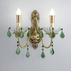 HEIKESZ Vintage American Brass Wall Light with Crystal for Living Room Bedroom Study French Luxury Sconce Candle Lamp