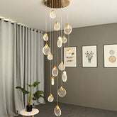 HEIKESZ Modern Minimalist Crystal Long Chandelier for Staircase Loft Villa Nordic LED Ceiling Light Dining Living Room Bedroom Pendant