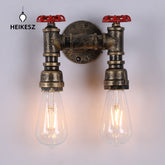 HEIKESZ American Retro Pipe Wall Lamp Creative Industrial Style Restaurant Bar Coffee Shop Corridor Shop Nostalgic Wall Lamp LED Light for Bedroom Night Aesthetic Room Lamp