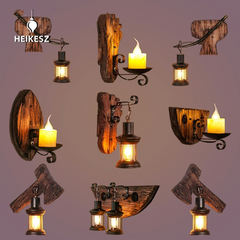 HEIKESZ American Retro Balsa Boat Wood Wall Lamp Dining Room Coffee Shop Light Loft Industrial Style Creative Bar Aisle Nostalgic Lamp LED Light for Bedroom Night Aesthetic Room Lamp