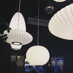 HEIKESZ New Chinese Style Silk Fabric Lantern Chandelier for Living Room Dining Room Clothing Bar Tea Art Bar Round Lamps