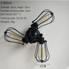 HEIKESZ LOFT Industrial Style Iron Ceiling Light Guest Restaurant Retro Iron Net Pot Cover Bar Counter Balcony Aisle American Creative Light LED Light for Bedroom Night Aesthetic Room Lamp