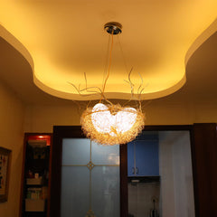 HEIKESZ Nordic Chandelier Modern Bird's Nest Design Warm Light Fixture for Living Room Bedroom Restaurant Art Lighting