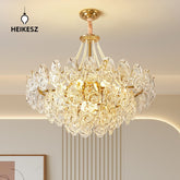 HEIKESZ French light luxury living room chandelier modern hall main light 2024 new creative cream wind rose dining room light lamp light fixtures for celling light