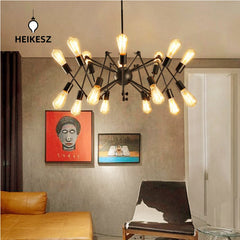 HEIKESZ Industrial Style Spider Chandelier Creative Personality Art Lamps Simple Retro Living Room Clothing Store Nordic Iron Droplight LED Light for Bedroom Night Aesthetic Room Lamp