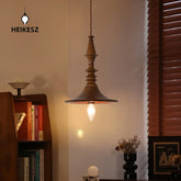 Japanese Retro Wooden Pendant Light Wabi Sabi Style Handmade Solid Wood Ceiling Lamp for Restaurant Bedroom Study Bar