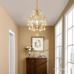 HEIKESZ Vintage American Crystal Pendant Light French Style Mid Century Modern Chandelier for Dining Room Corridor Balcony Living Room Bedroom Luxury Lighting