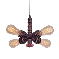 HEIKESZ Vintage Industrial Ceiling Light American Country Rustic Restaurant Bar 4 Head Pipe Pendant Lamp Wholesale
