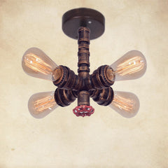 HEIKESZ Vintage Industrial Ceiling Light American Country Rustic Restaurant Bar 4 Head Pipe Pendant Lamp Wholesale