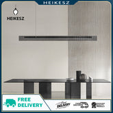 HEIKESZ Italian minimalist glass restaurant chandelier simple personality villa large flat dining table bar island table one-word strip lamp light fixtures for celling light