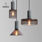 HEIKESZ Vintage Industrial Cement Pendant Light Single Head for Restaurant Cafe Bar Dining Table Lighting Decor