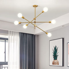 HEIKESZ Nordic Style Living Room Lamp Amazon Cross-Border American Golden Creative Dining Room Bedroom Study Led Wrought Iron Rod-Type Chandelier LED Light for Bedroom Night Aesthetic Room Lamp