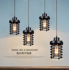 HEIKESZ Retro Industrial Style Chandelier American Loft Restaurant Coffee Shop Creative Wrought Iron Cage Bar Aisle Hallway Chandelier LED Light for Bedroom Night Aesthetic Room Lamp